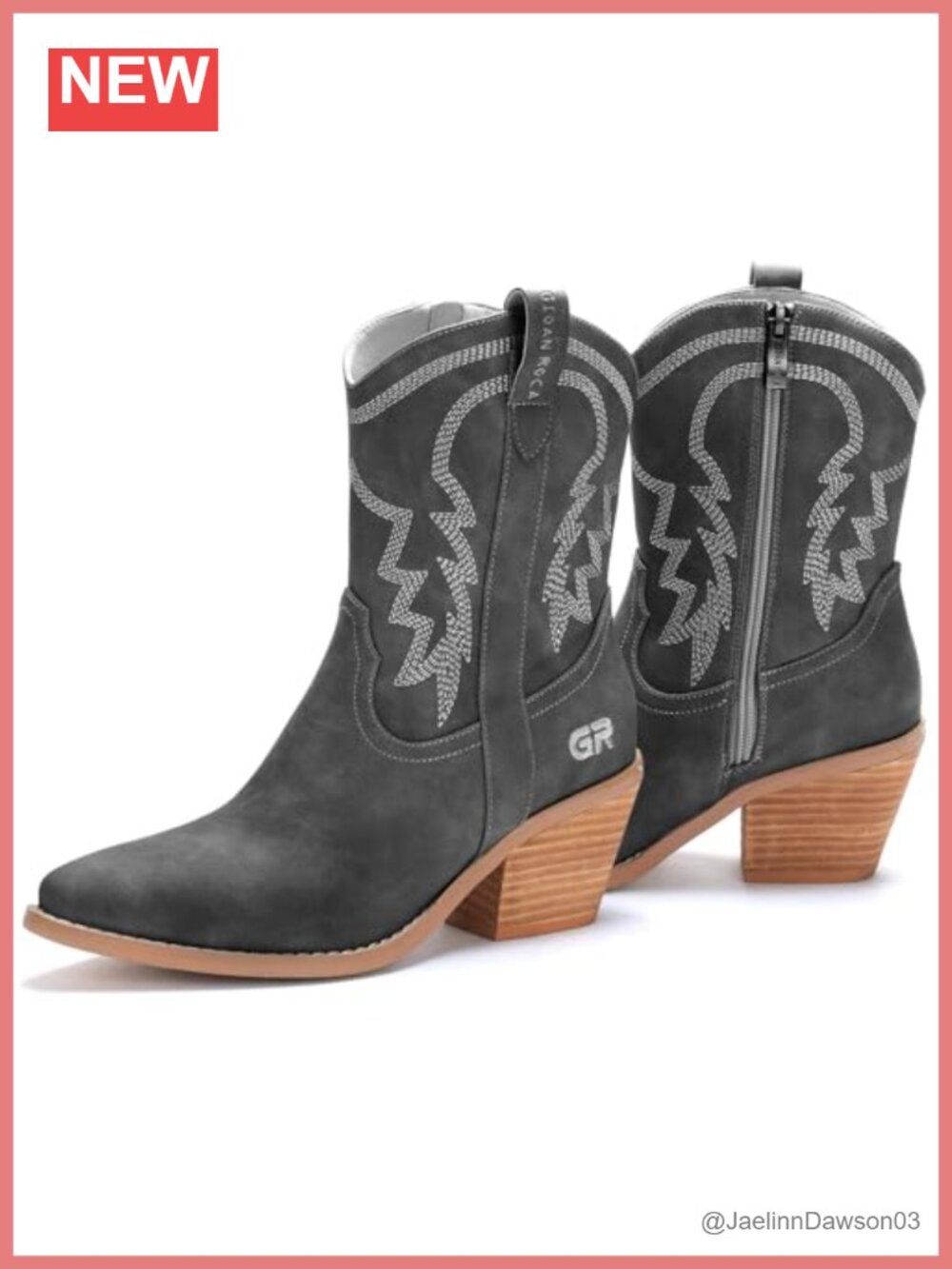 Women's Western Cowgirl Ankle Boots Embroidered Pointed Toe Vegan Leather Slip